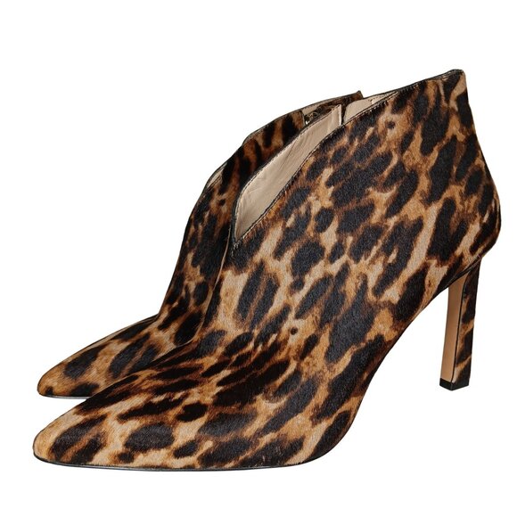 Vince Camuto Sestrind Calf Hair Leopard Print Leather Booties 42 10 - Picture 1 of 11